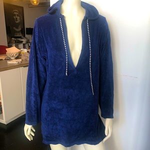 Splendid Navy French Terry Hooded Cover Up. Size Large